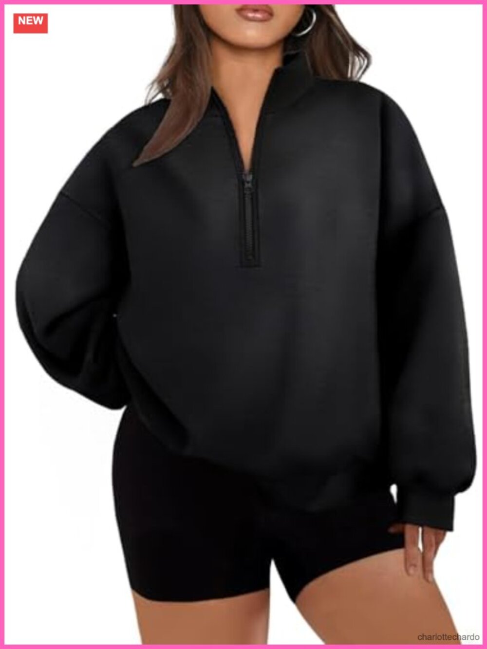 Plus Size Women's Half Zip Pullover Sweatshirt Long Sleeve Casual Top